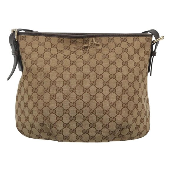GUCCI GG Canvas Shoulder Bag Outlet Beige Gold - Picture 3 of 16